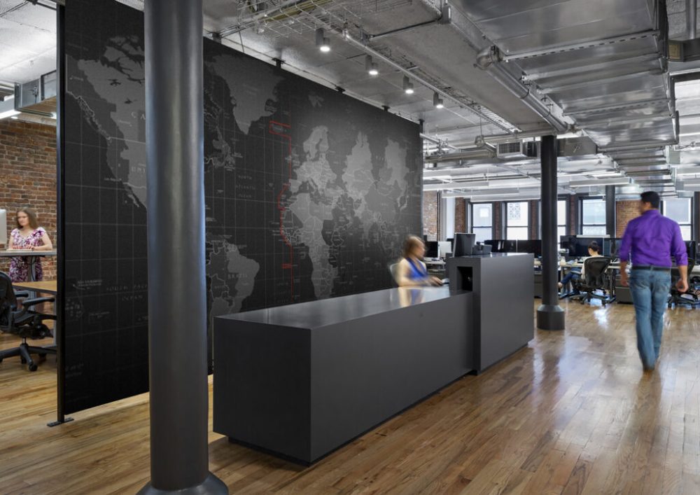 Dijital Siyah Dünya Haritası Desenli 3D Duvar Kağıdı