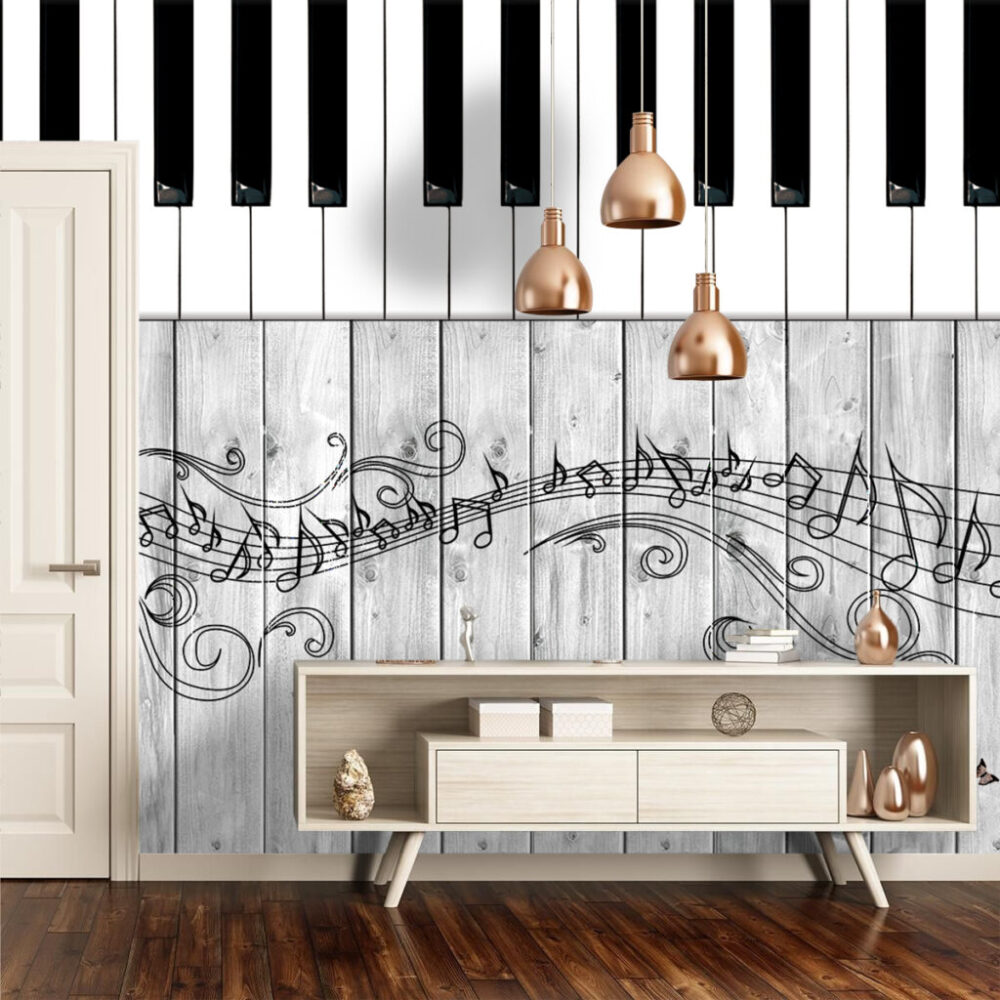 Piyano Tuşu Desenli 3D Duvar Kağıdı