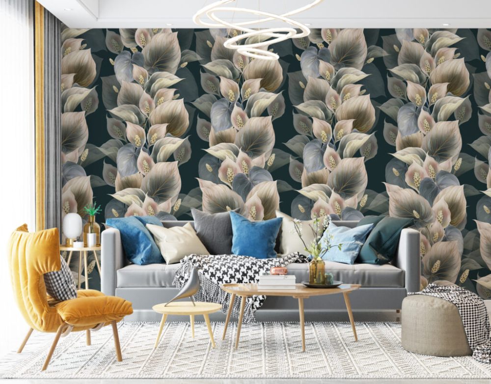 Sıralı Yaprak Desenli 3D Duvar Kağıdı