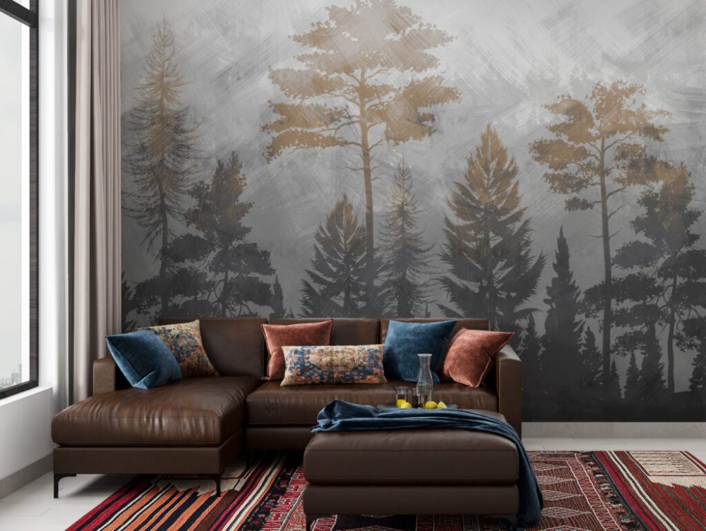 Çok Çeşit Ağaç Gölgesi Desenli 3D Duvar Kağıdı