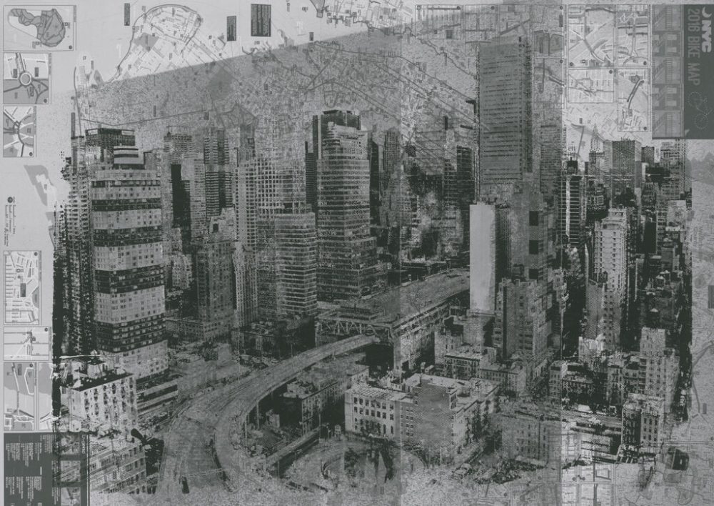 3D Siyah Beyaz Şehir Fotoğrafı Desenli Duvar Kağıdı