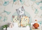 Kedi Desenli 3D Duvar Kağıdı