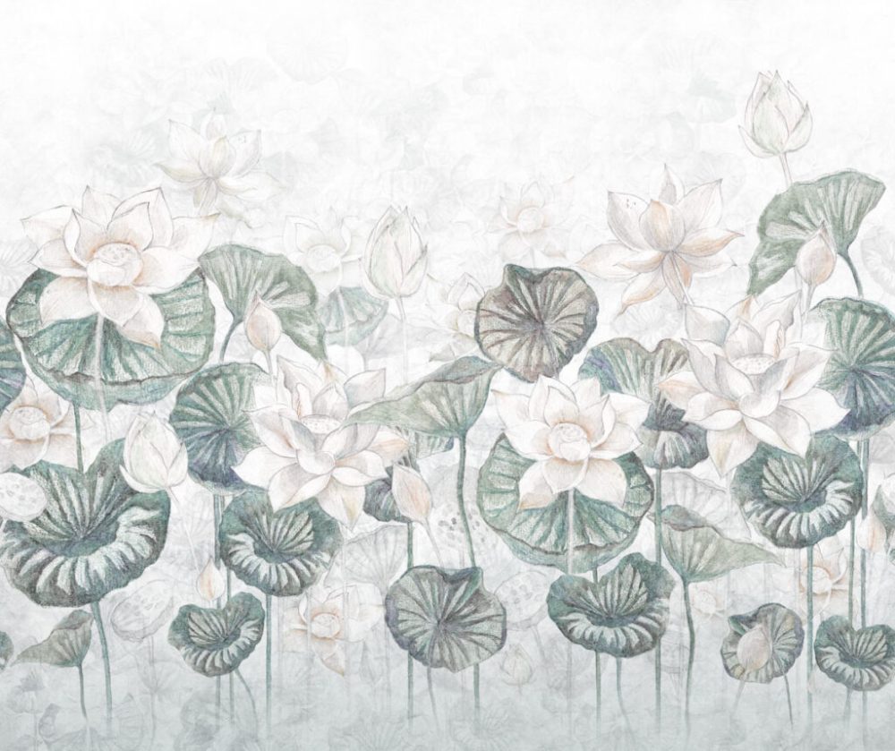 Krem Renkli Çiçek Desenli 3D Duvar Kağıdı