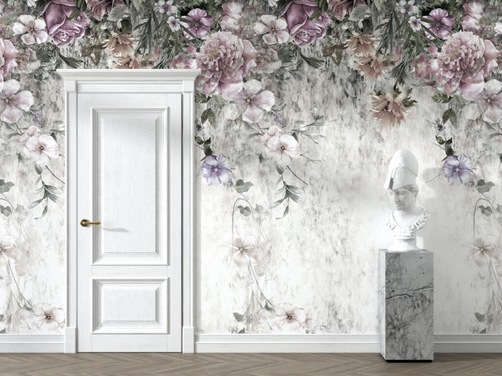 ceiling_trailing_flowers_vintage_wallpaper_mural__52551.1619319301 Yukarıdan Sarkıtılmış Çiçekler 3D Duvar Kağıdı