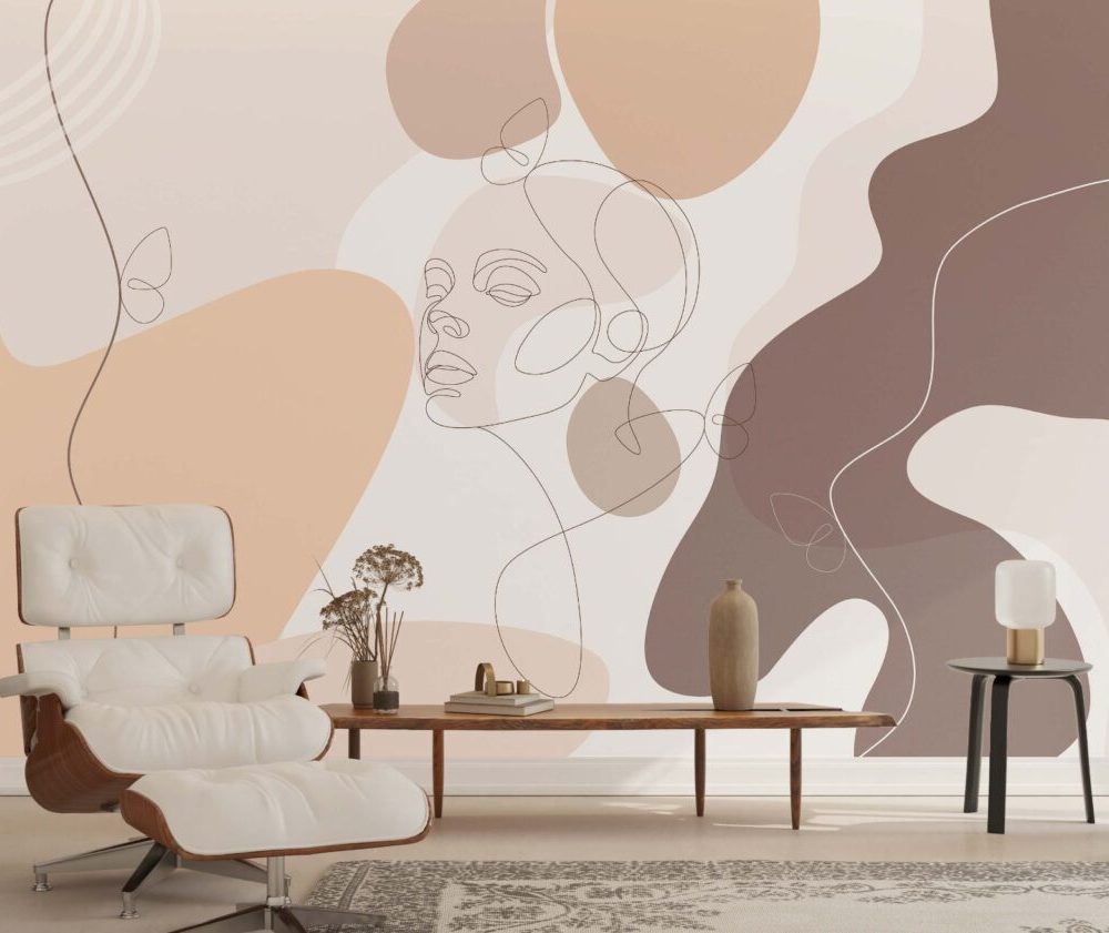 Line Art Yeni Trend Desenli 3D Duvar Kağıdı
