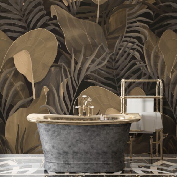 Koyu Renkli Büyük Çiçek Desenli 3D Duvar Kağıdı