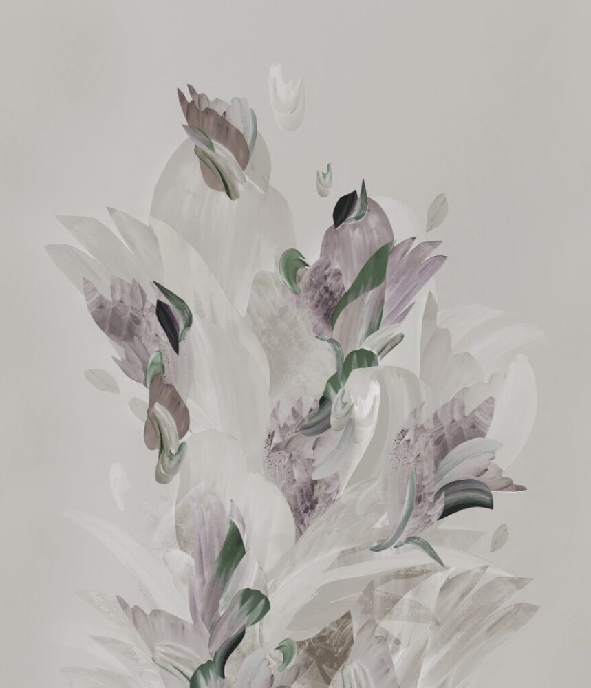 Lacivert Renginden Çiçek Desenli 3D Duvar Kağıdı