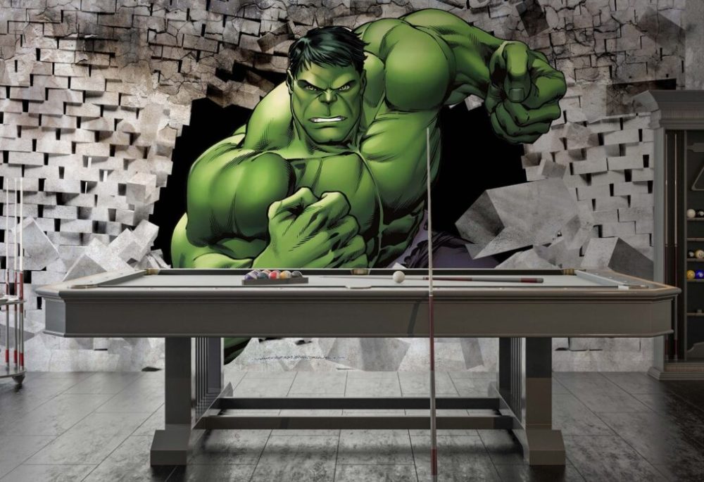 Hulk Yeşil Adam Duvarı Kırılması 3D Duvar Kağıdı