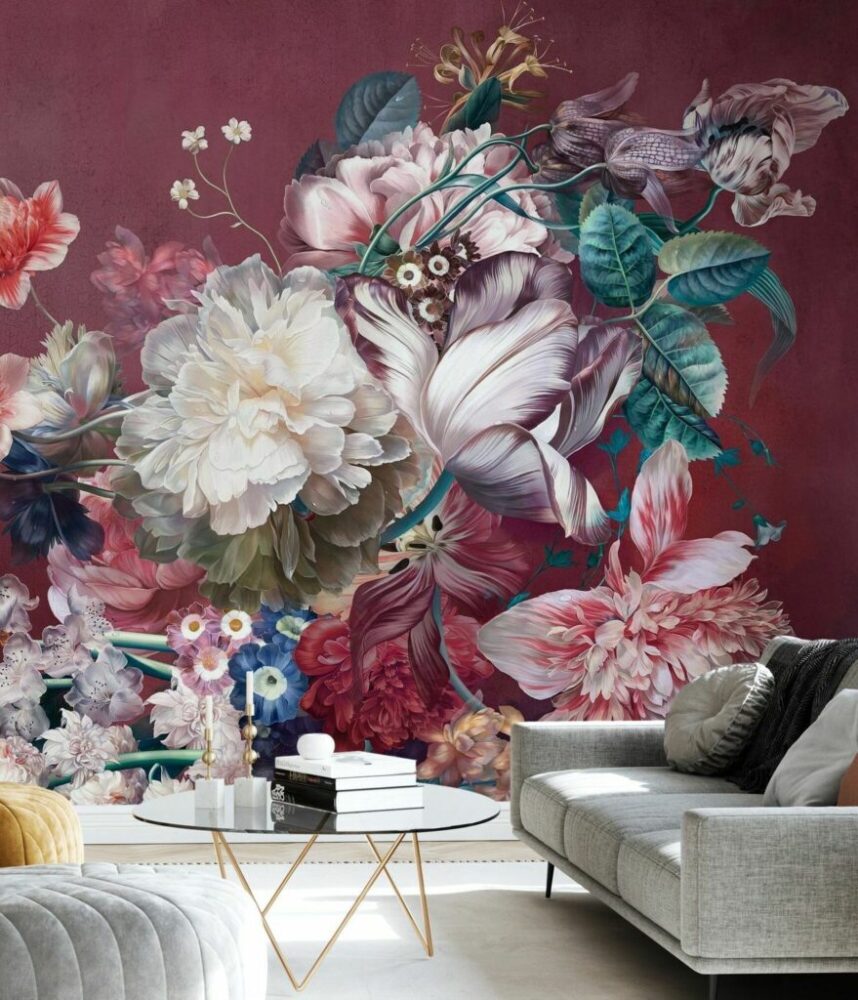 Büyük Çiçek Desenli 3D Duvar Kağıdı