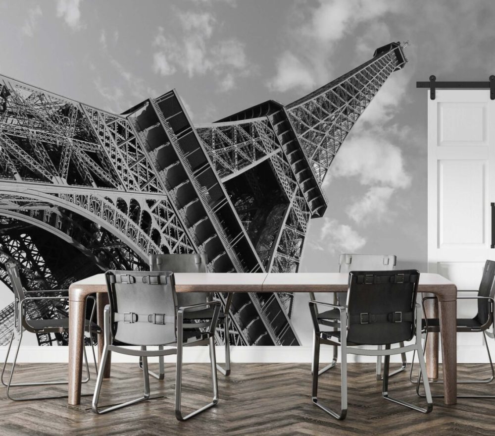 Paris Eyfel Siyah Beyaz 3D Duvar Kağıdı
