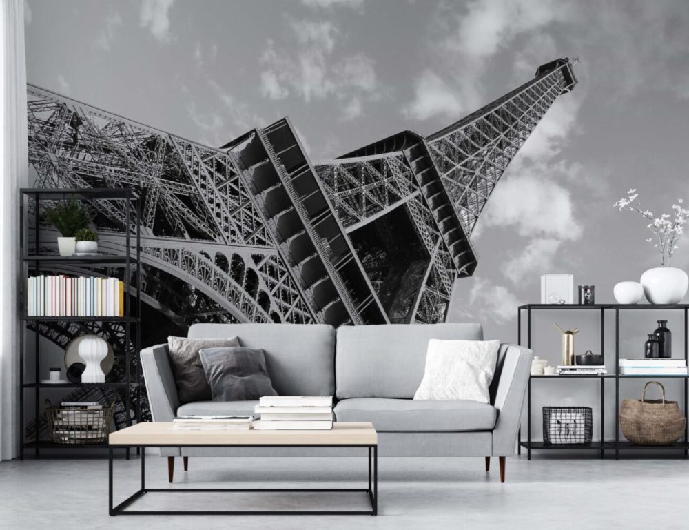 Paris Eyfel Siyah Beyaz 3D Duvar Kağıdı