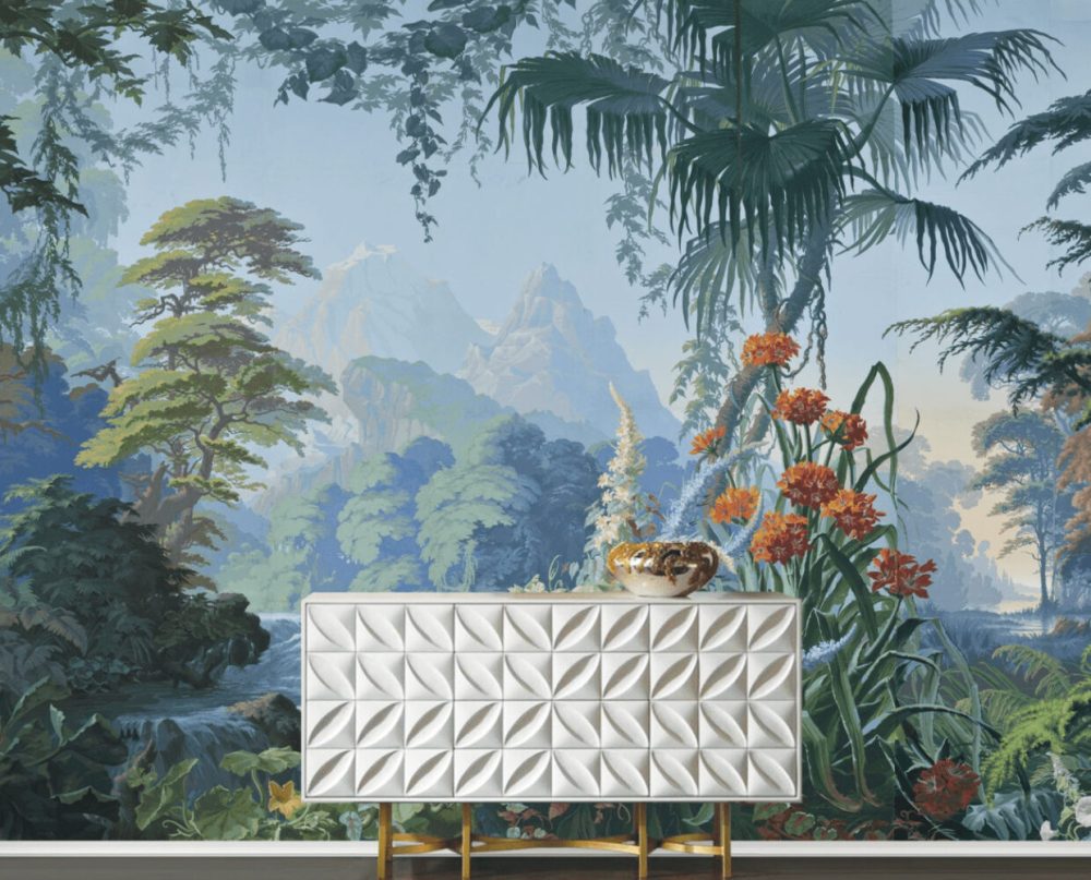 Ormandaki Tropikal Desenli 3D Duvar Kağıdı