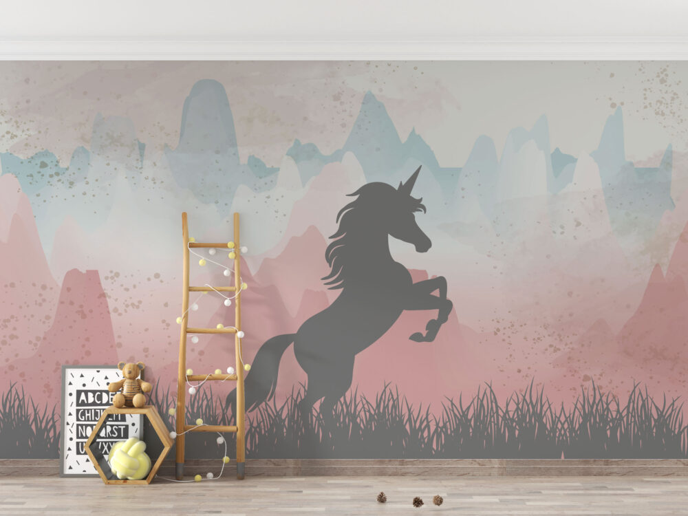 Şahlanan Unicorn Desenli Duvar Kağıdı