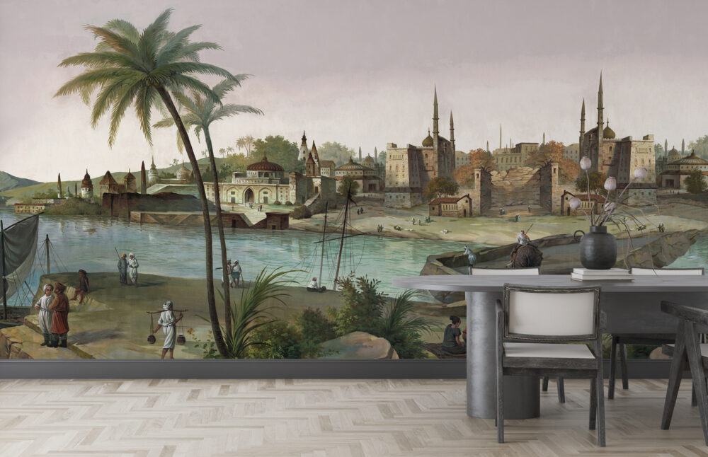 Göl Kenarındaki Köy Tropikal 3D Duvar Kağıdı