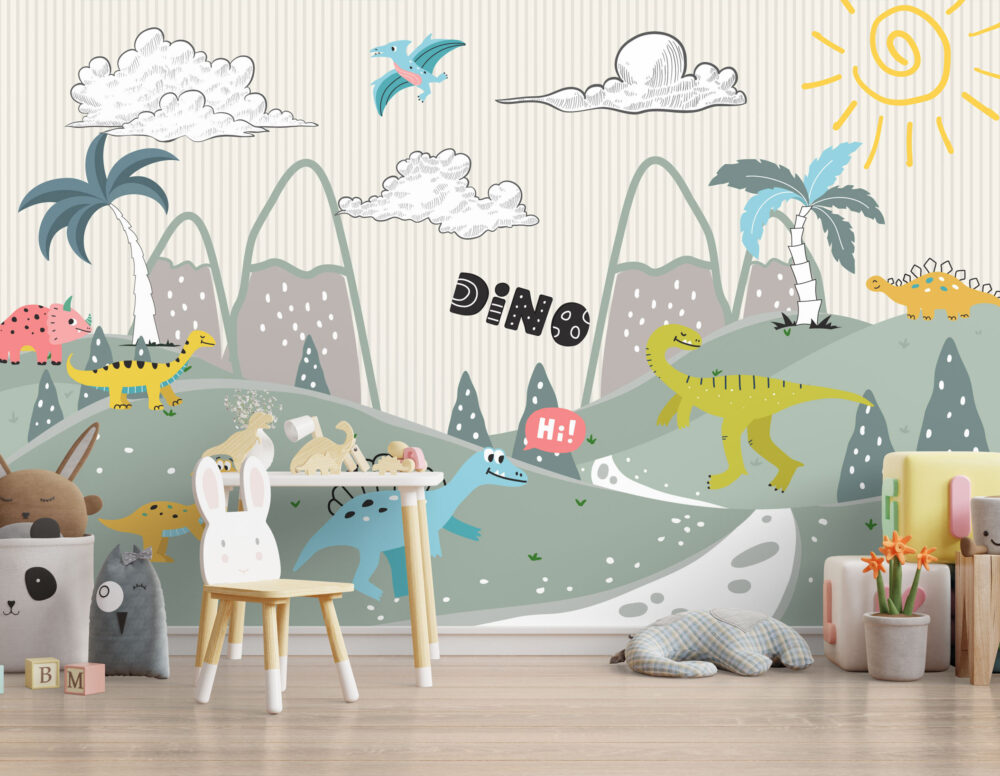 Dinozorlar Ormanı 3D Duvar Kağıdı