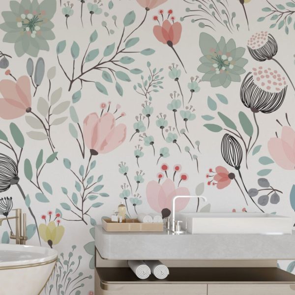Soft Çiçek Desenli Duvar Kağıdı