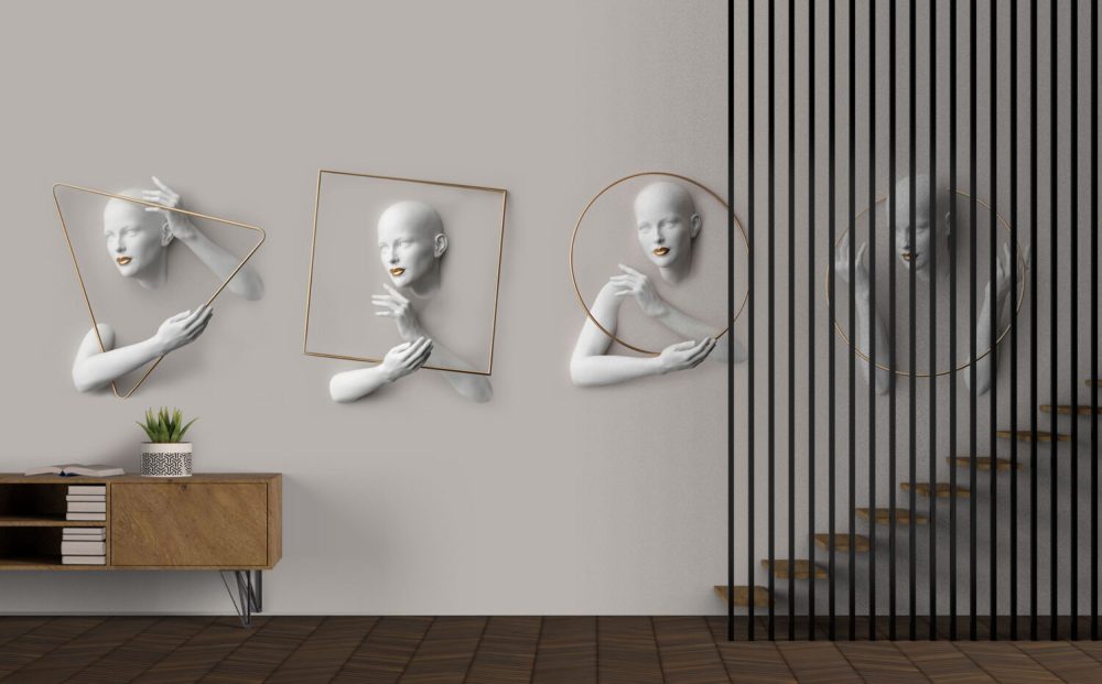 3D Kadın Figürlü Duvar Kağıdı