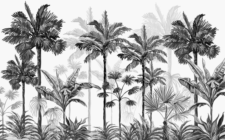 El Çizimi Palmiyeler Tropikal Duvar Kağıdı