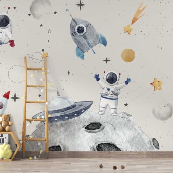 Uzaydaki Astronotlar ve Gezegenler Duvar Kağıdı