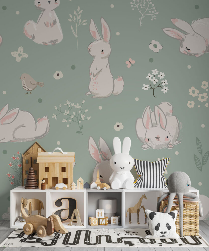 Sevimli Tavşanlar ve Kuşlar Duvar Kağıdı