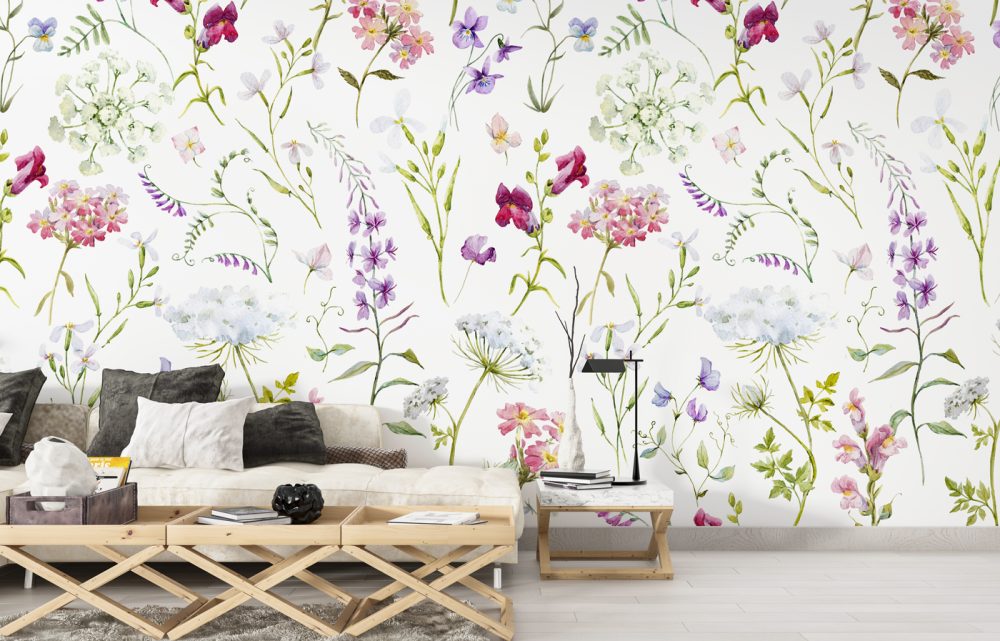 Soft Renkli Çiçekler Duvar Kağıdı