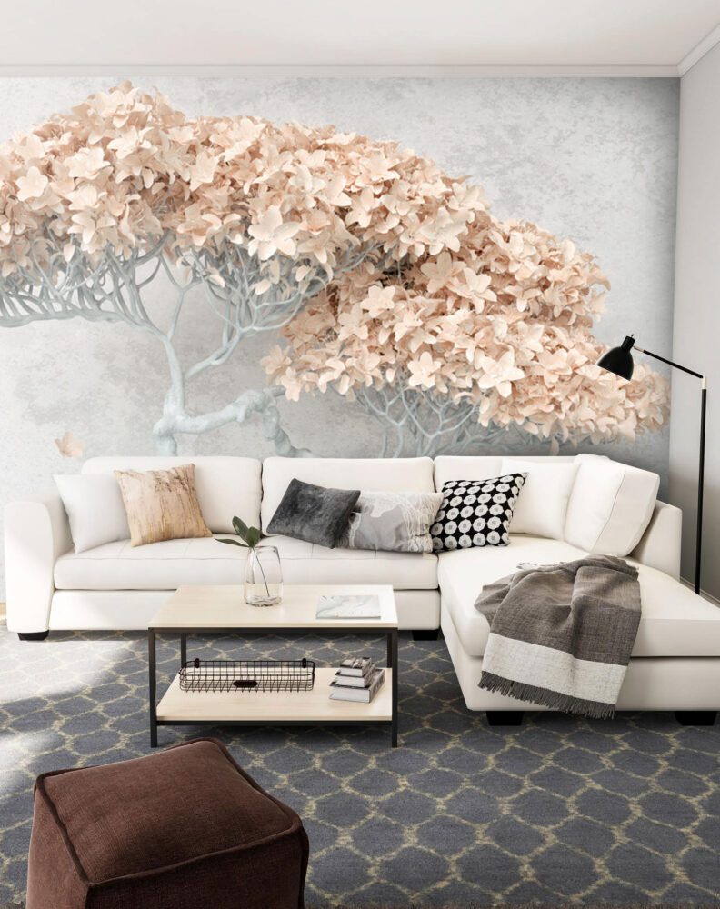 3D Soft Yapraklı Büyük Ağaç Duvar Kağıdı