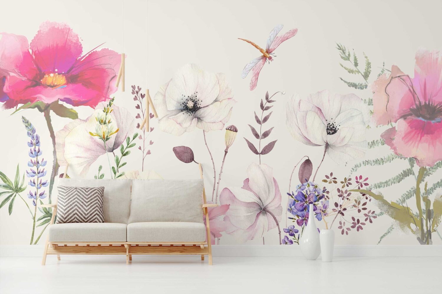 Soft Büyük Çiçekler Duvar Kağıdı