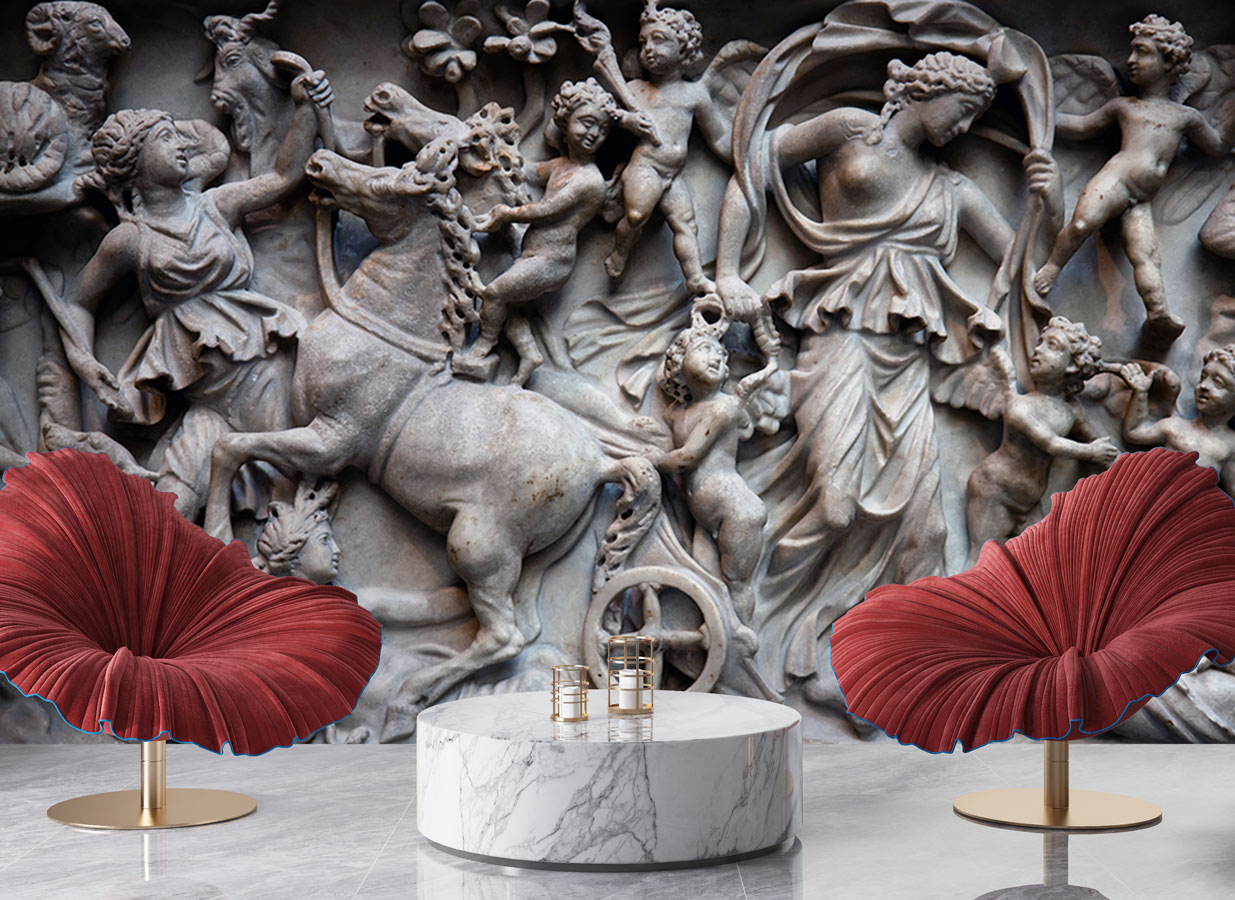 Antik Yunan Mitolojisi Heykelleri 3D Duvar Kağıdı