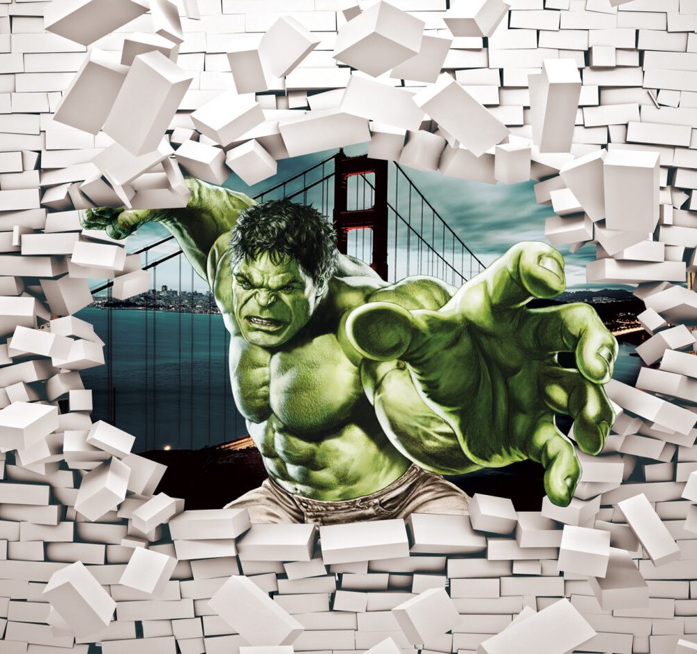 Kahraman Hulk Duvar Kırılması 3D Duvar Kağıdı