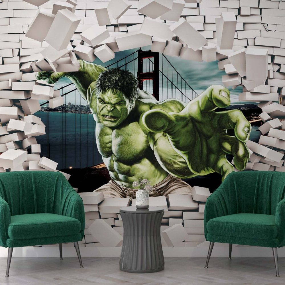 Kahraman Hulk Duvar Kırılması 3D Duvar Kağıdı