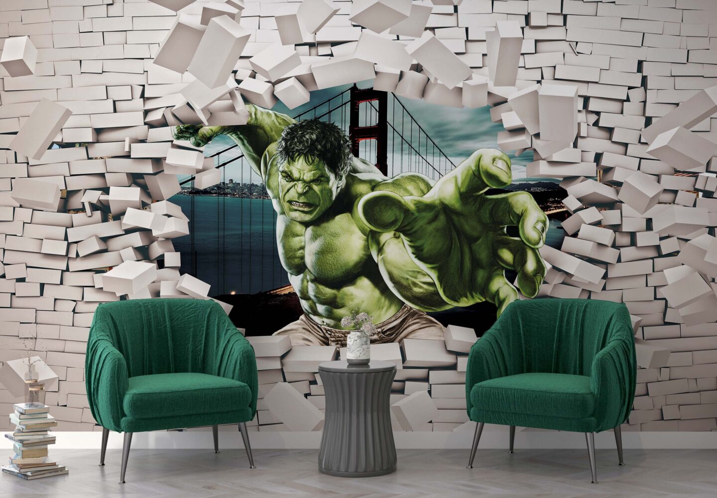 Kahraman Hulk Duvar Kırılması 3D Duvar Kağıdı