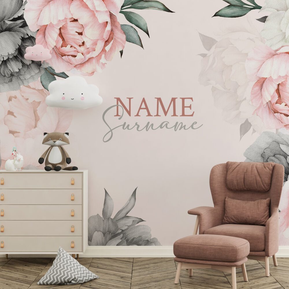 Pembe Zeminli Soft Güller 3D Duvar Kağıdı