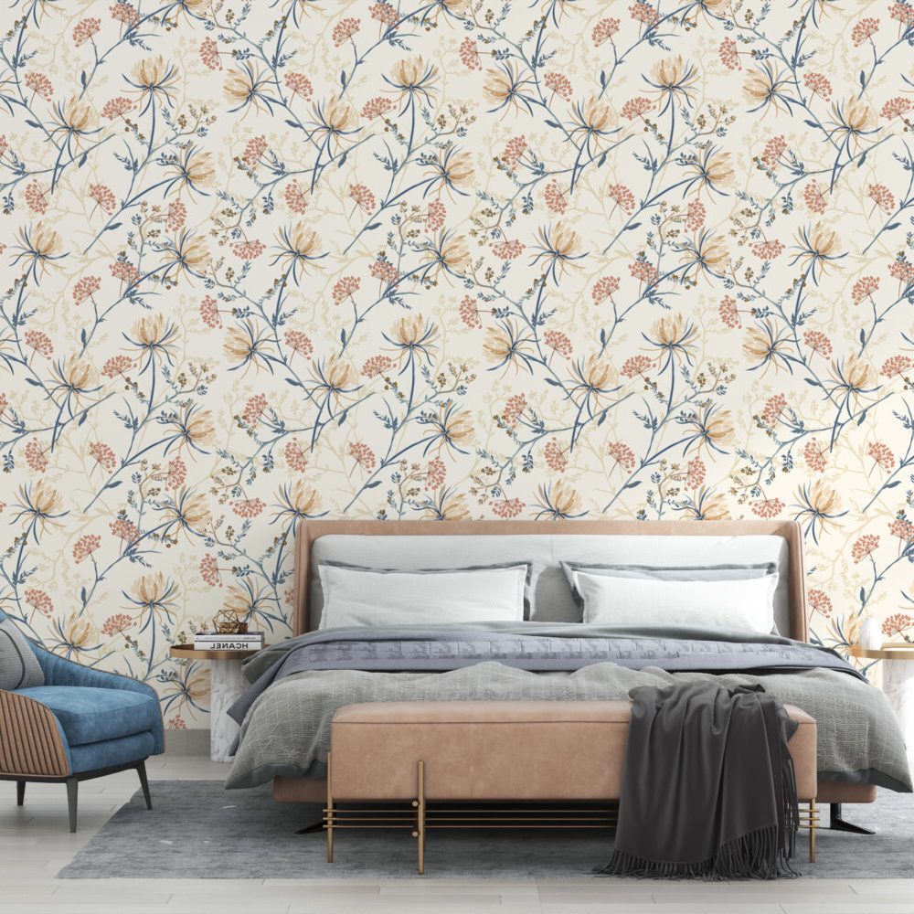 Soft Çiçek Desenli Duvar Kağıdı