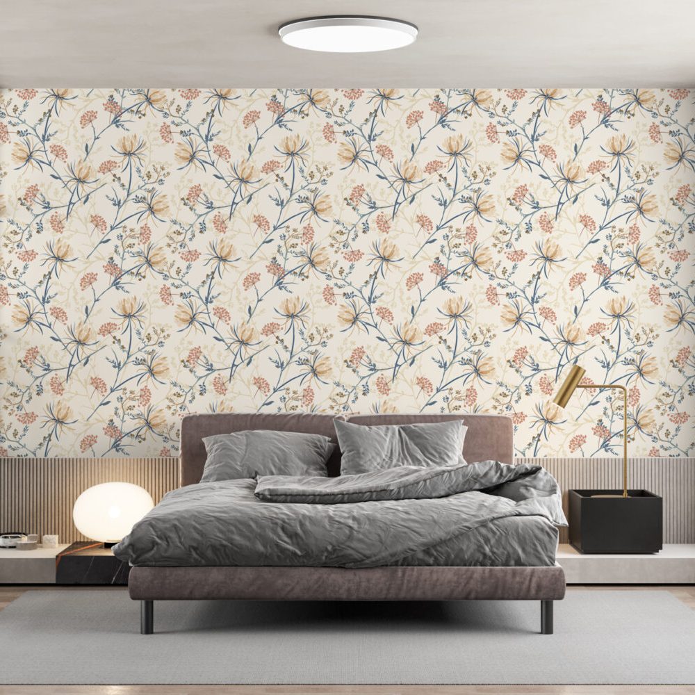 Soft Çiçek Desenli Duvar Kağıdı