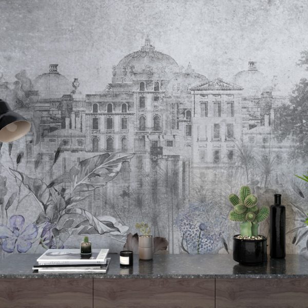Eskitmeli Saray Ve Çiçek Bahçesi 3D Duvar Kağıdı