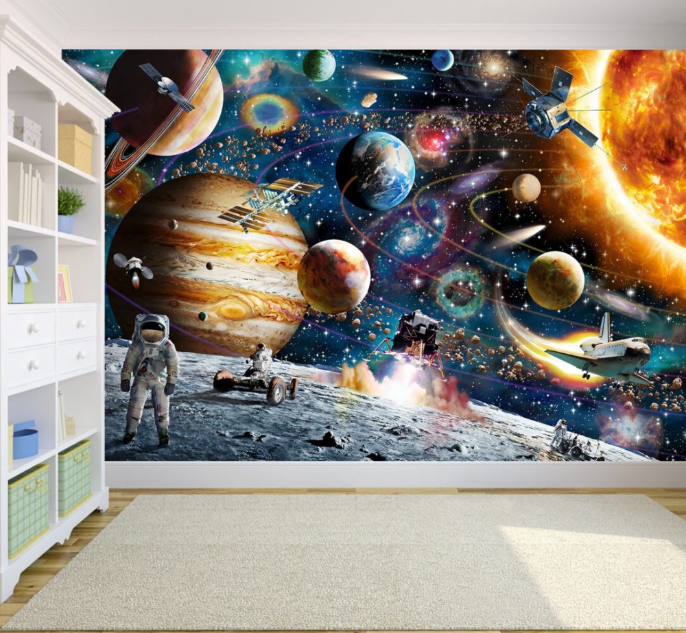 Astronot ve Gezegenler Duvar Kağıdı