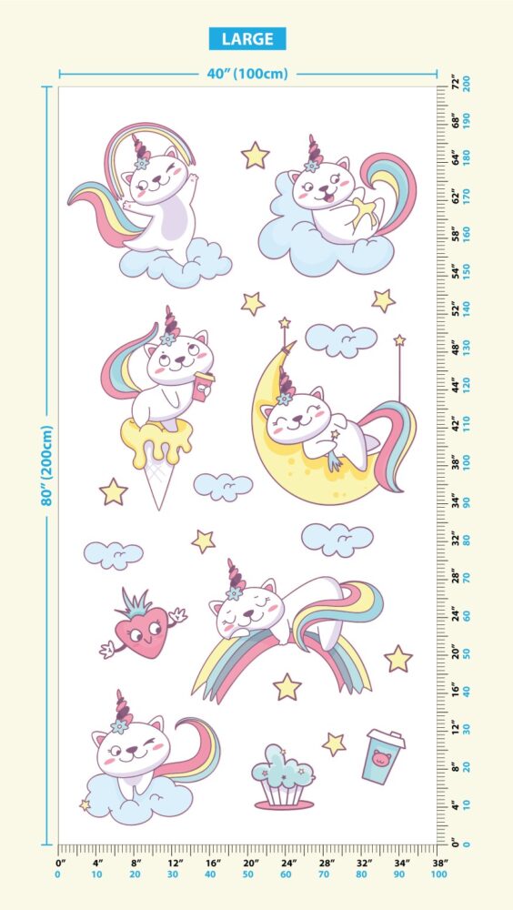 Unicorn Kedi Sticker 100x200h
