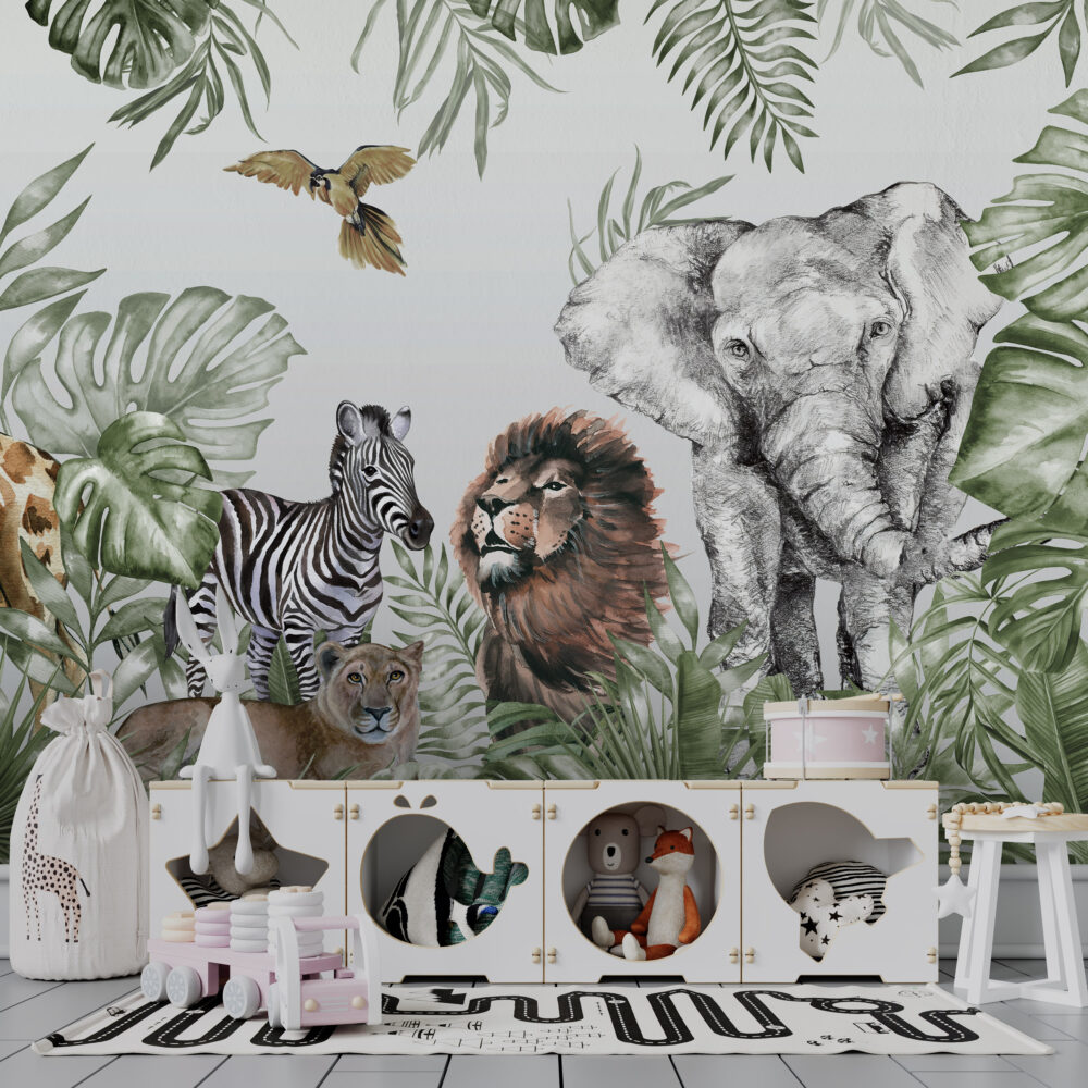 Tropikal Orman Ve Safari Hayvanları Duvar Kağıdı