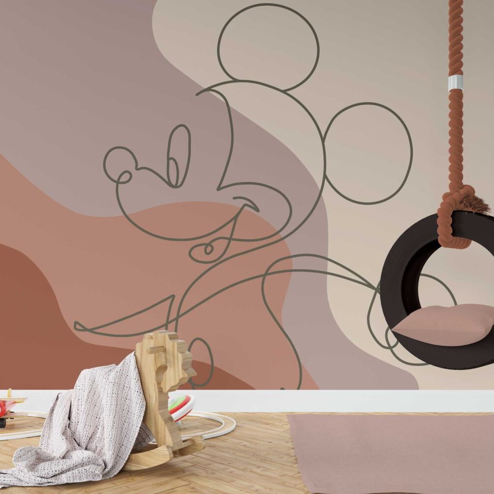 Boho Tonlarda Mickey Mouse Duvar Kağıdı