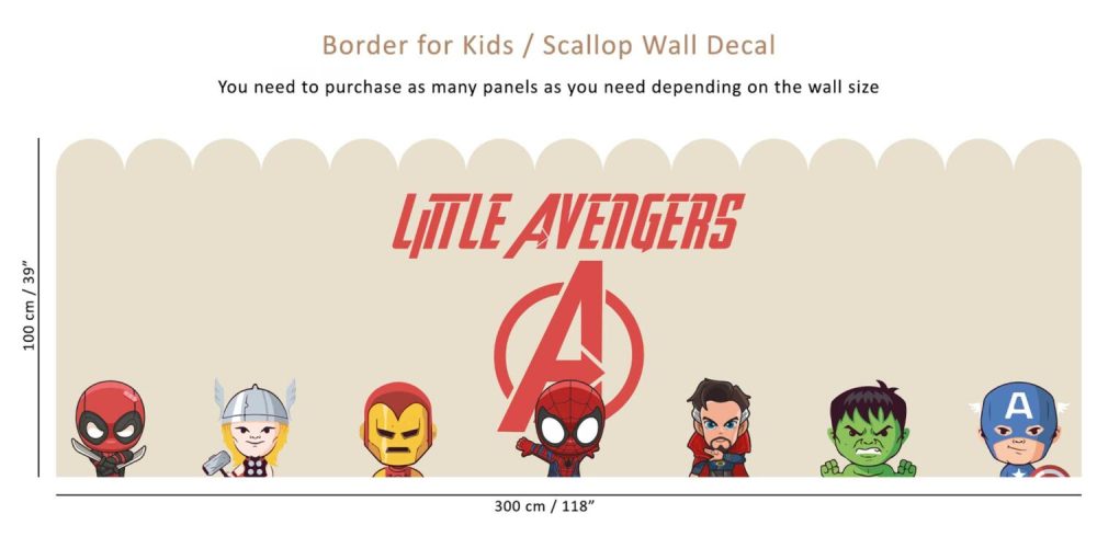 Little Avengers Yapışkanlı Bordür 300x100h