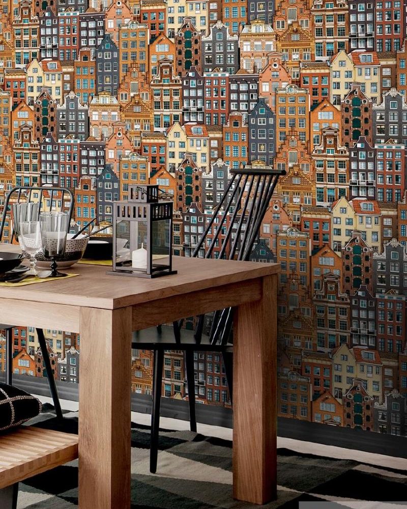 1618 Serie | Amsterdam houses inspired modern pattern wallpaper 16m2