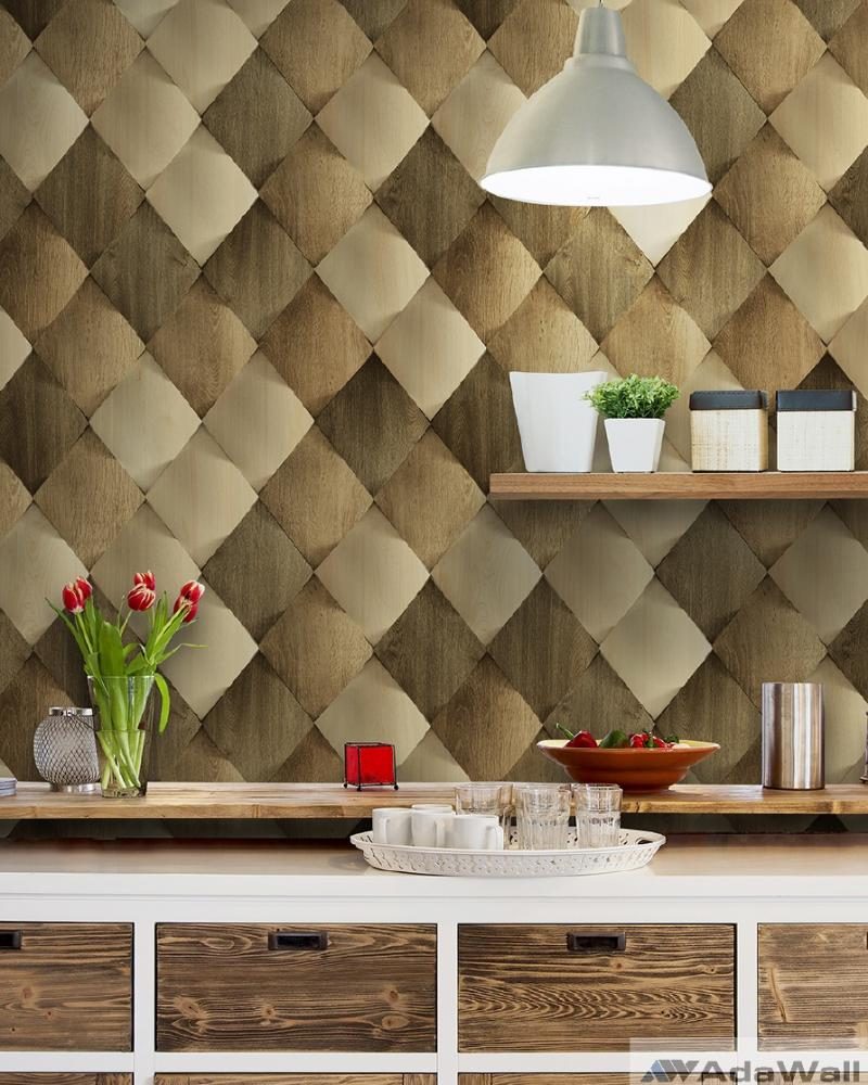 1619 Serie | Satinated wood tiles 3D pattern wallpaper 16m2