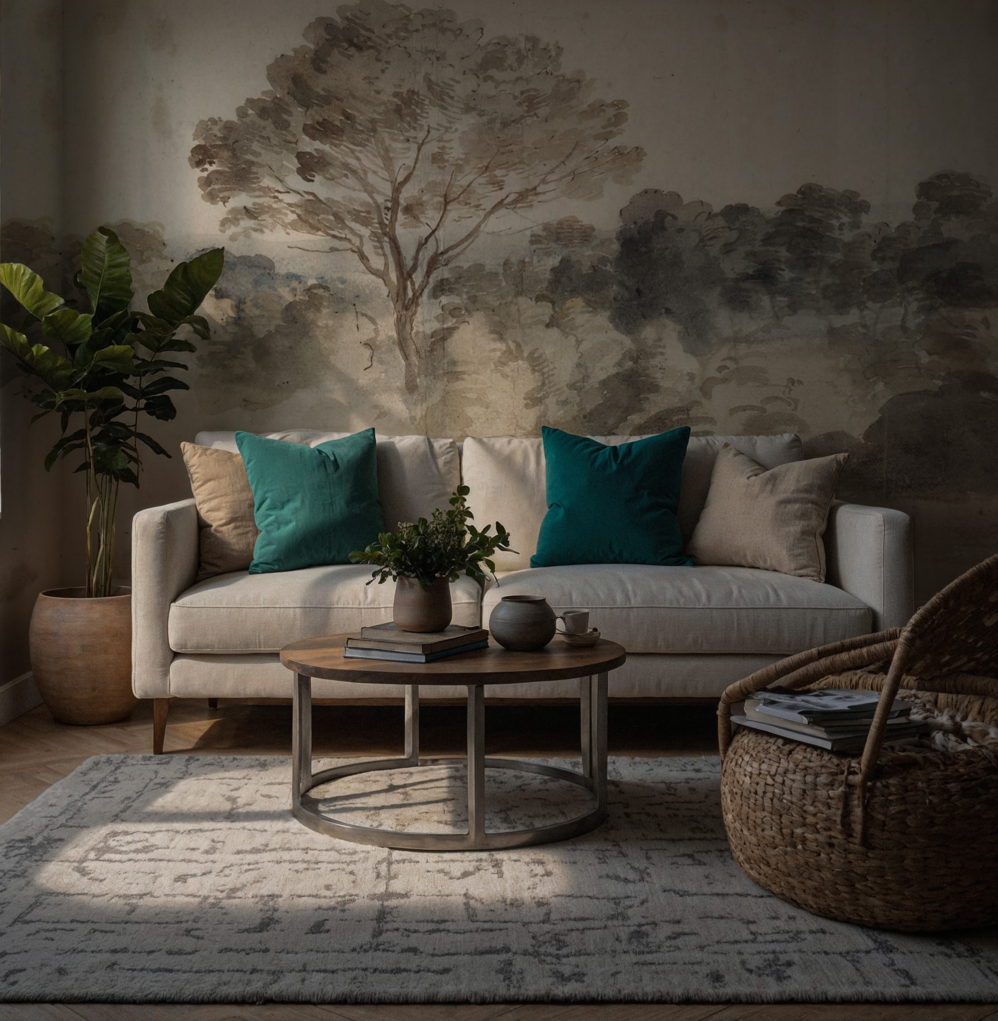 Kahve Tonlarda Sulu Boya Orman Duvar Kağıdı Kahve Tonlarda Sulu Boya Orman Duvar Kağıdı