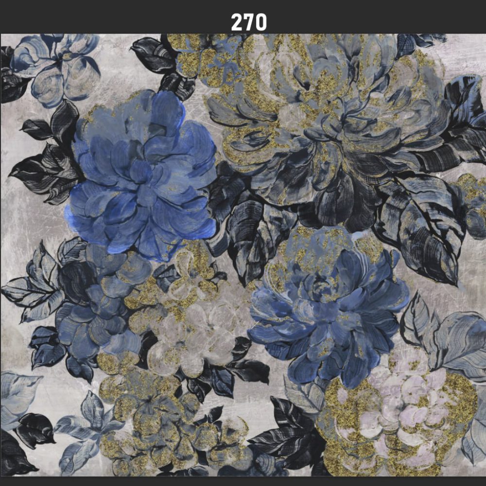 270x235 Yağlı Boya Efektli Mavi Güller Duvar Kağıdı (Dokulu )IN0262 İND.