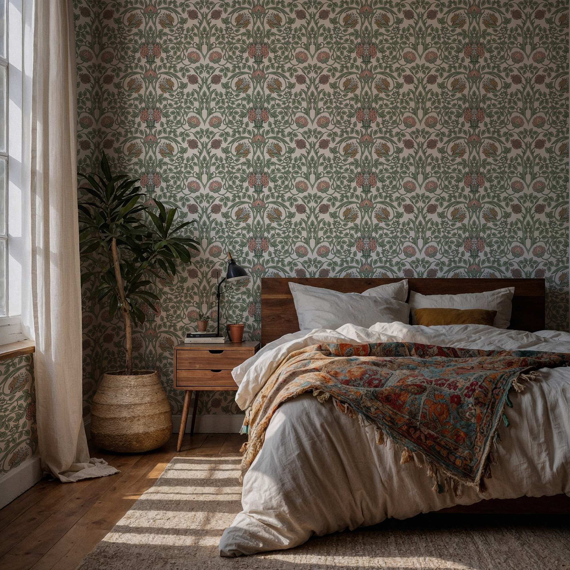 Soft Yeşil ve Pembe Desenler Duvar Kağıdı Soft Yeşil ve Pembe Desenler Duvar Kağıdı