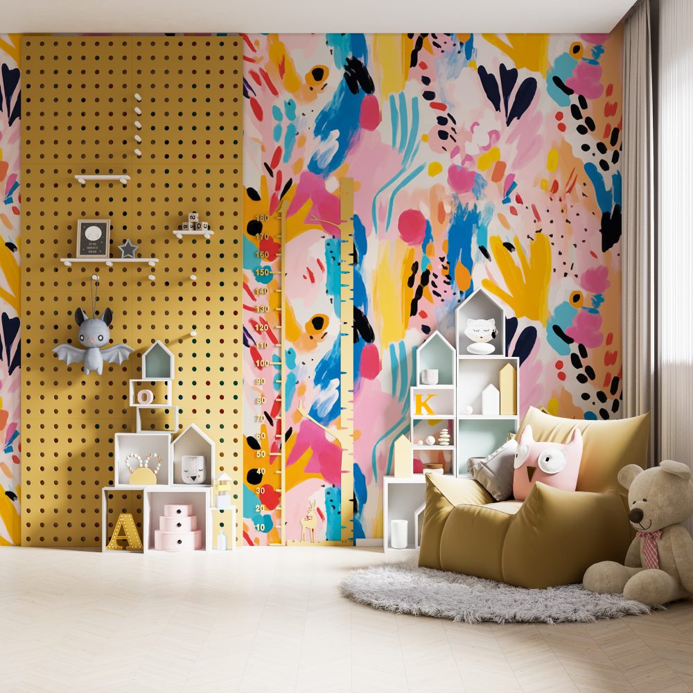 Renkli Soyut Desenli Modern Sanat Duvar Kağıdı