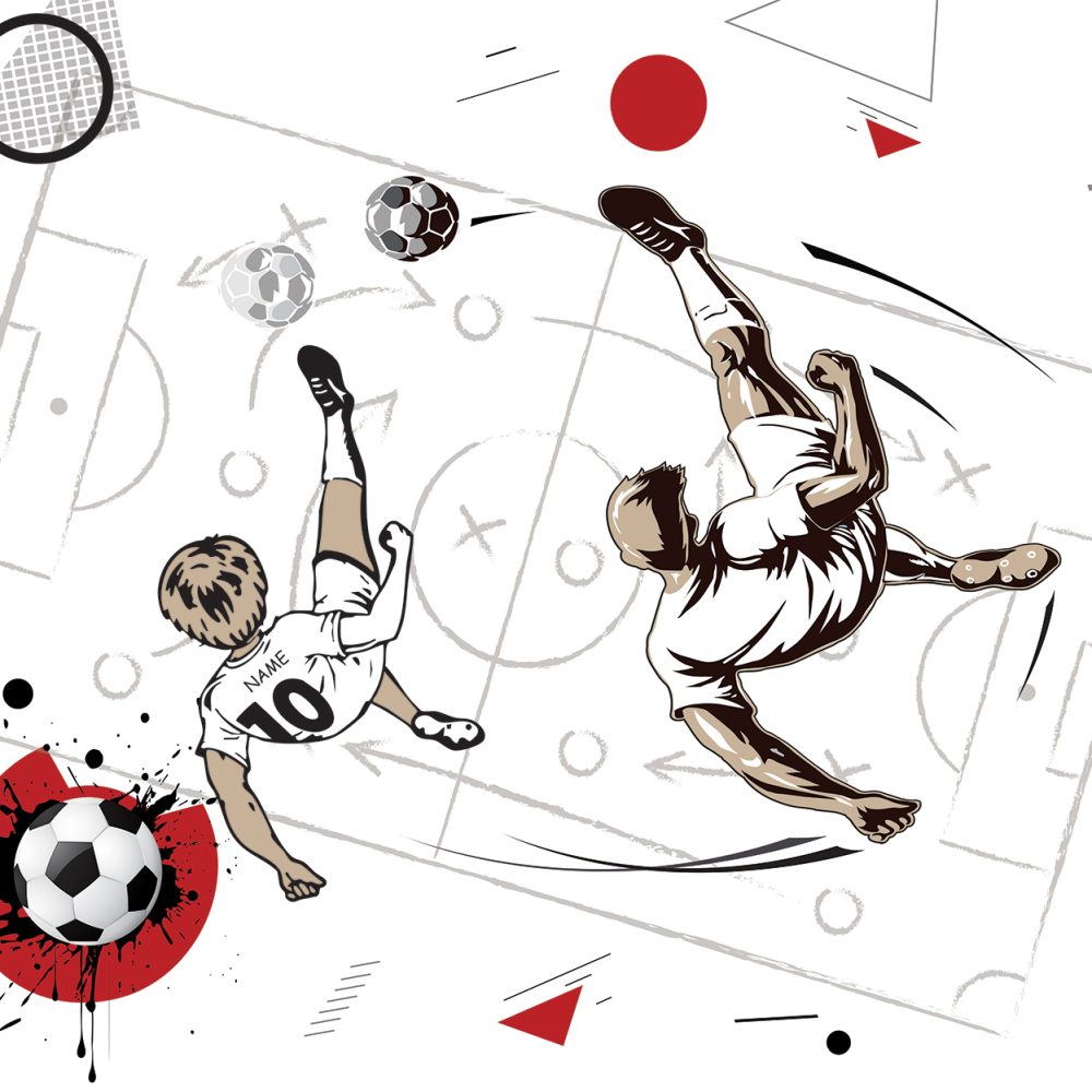Sahada Futbolcular Temalı Kırmızı Duvar Kağıdı