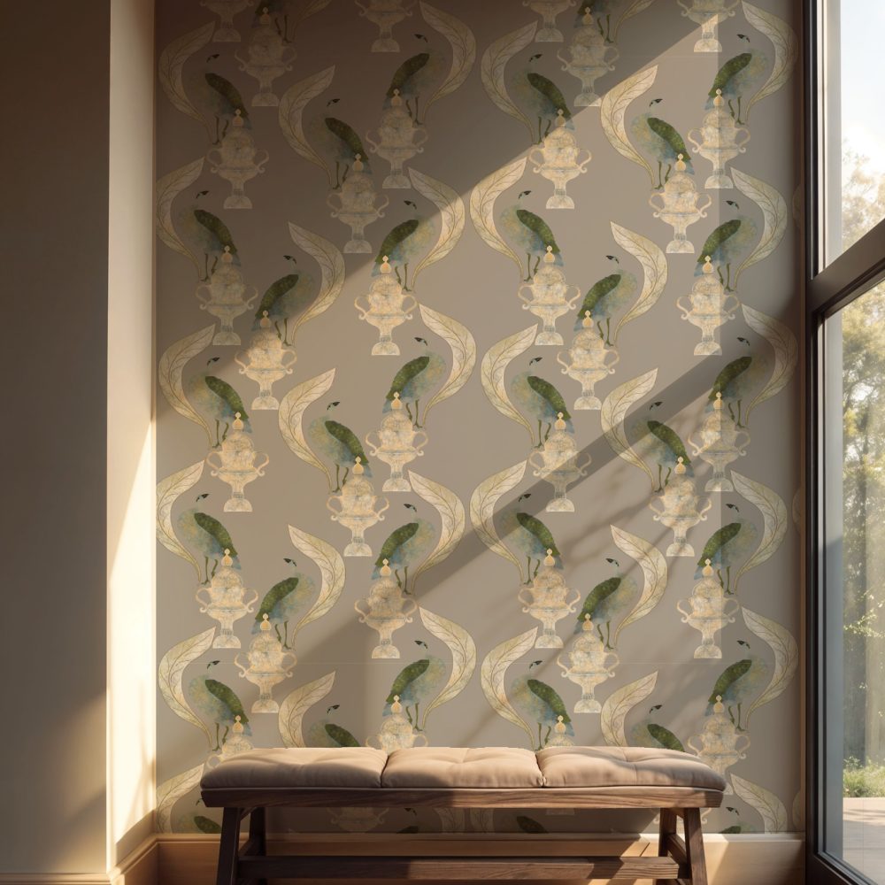 Eskitme Kupa Yapraklar Duvar Kağıdı - Tapestry