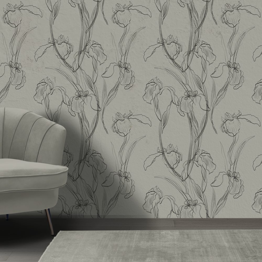 Çizgisel Çiçekler Duvar Kağıdı - Orchids