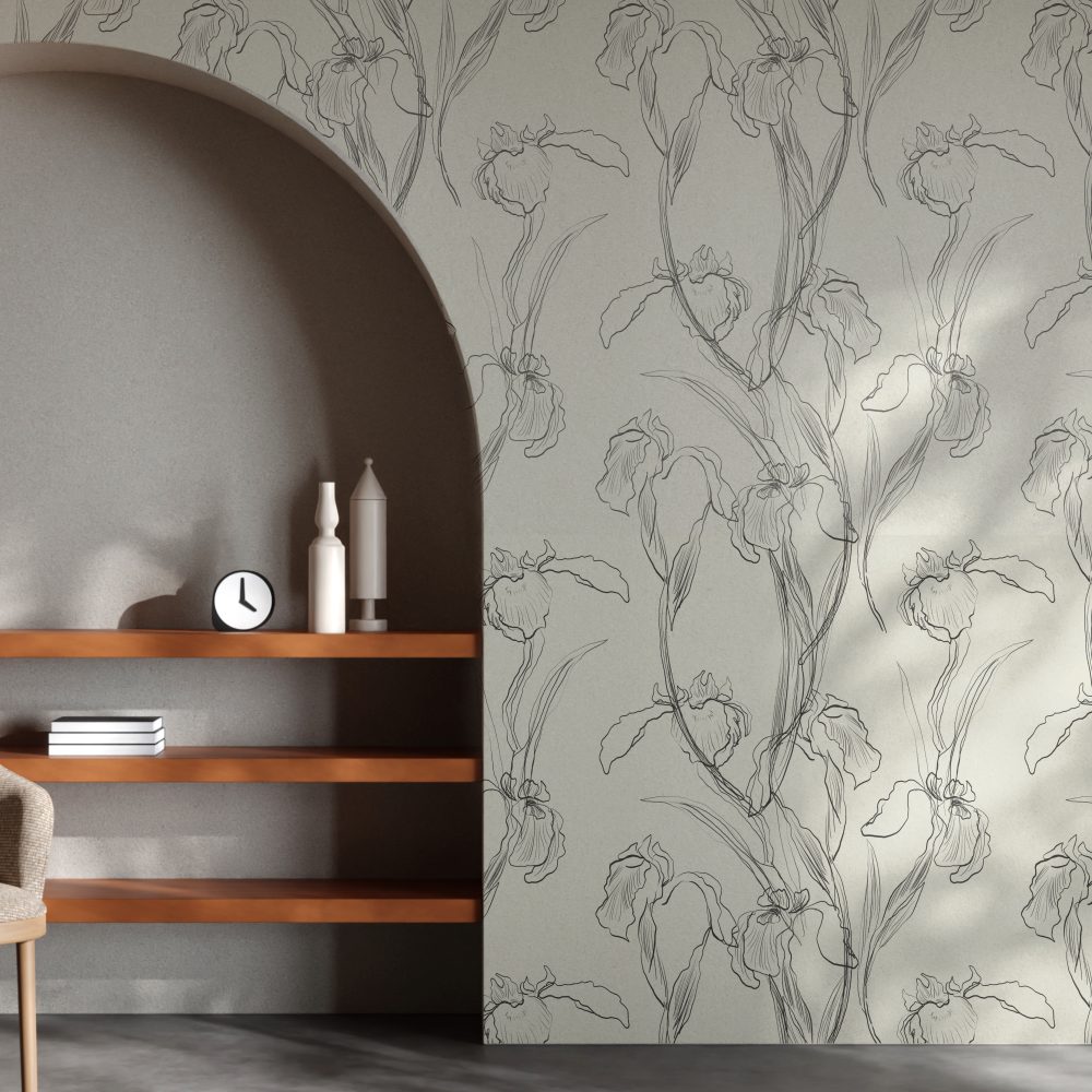 Çizgisel Çiçekler Duvar Kağıdı - Orchids